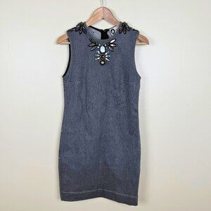 Lanvin ❤ Acne Collaboration Embellished Denim Dress - Size 36 - Rare Designer Pi